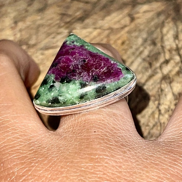 Anyolite Ruby Green Zoisite Ring Size 7 1/2 - Picture 12 of 15